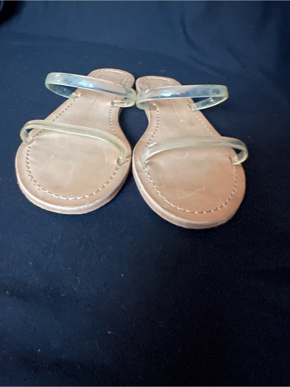 Dolce Vita Clear-Strap Tan Slide Sandals 8 - Picture 2 of 14